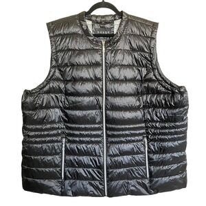 Nuage Puffer Vest Black Zip Front Packable Mock Collar Plus Size 3X